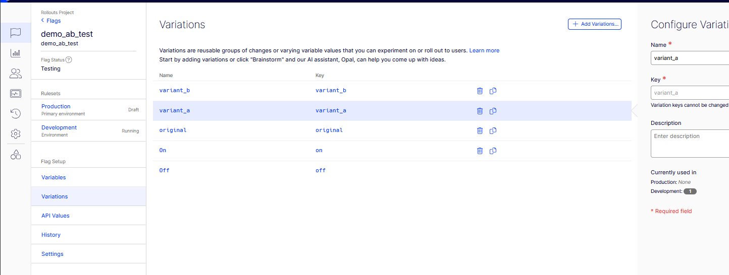 Variation keys on the flag