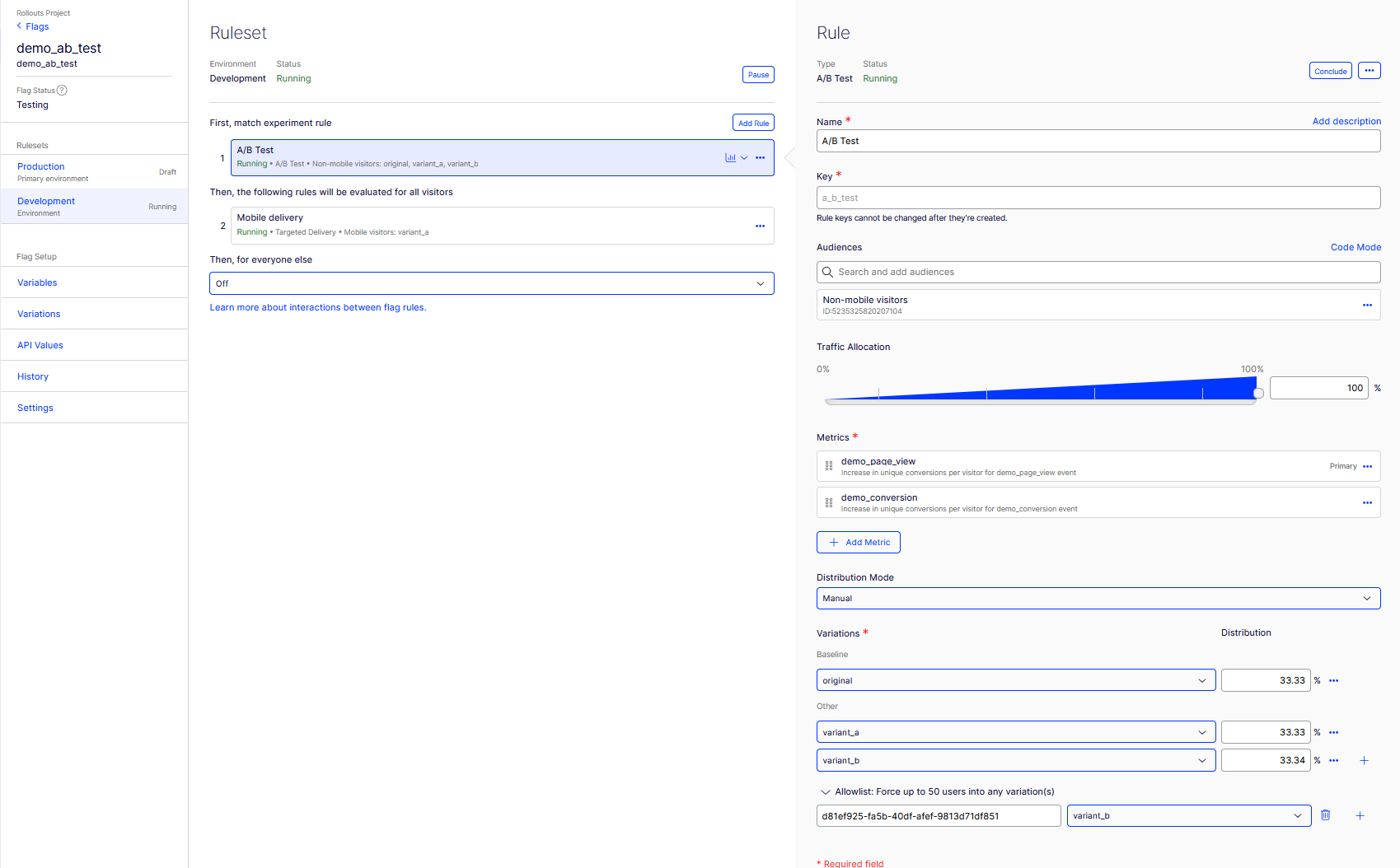 The A/B Test rule and its allowlist